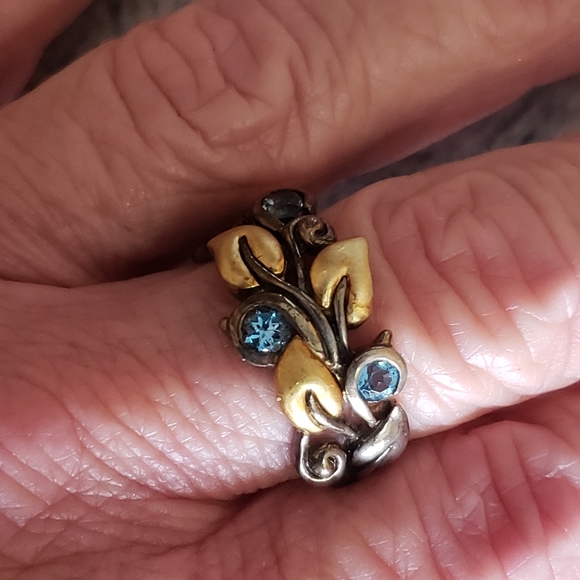 18kt Gold and SILVER Barbara Bixby Vine and Leaf Topaz ring size 7.5 - Picture 11 of 11